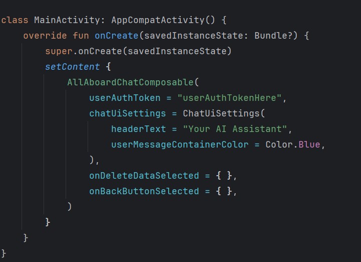 SDK code Demo Screenshot